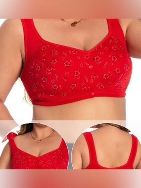Red Front-Closure Comfort Bra - Women Intimates size 2XL